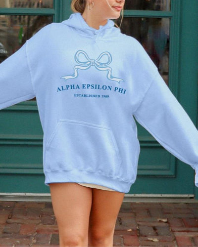 Alpha Epsilon Phi Ribbon Sorority Hoodie | AEPhi Trendy Sweatshirt Big Little Recruitment Gift