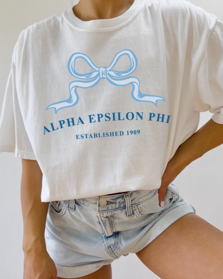 Alpha Epsilon Phi Ribbon Sorority T-Shirt | AEPhi Trendy Shirt Big Little Recruitment Gift