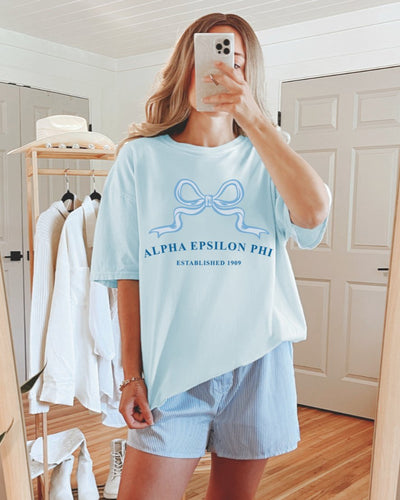 Alpha Epsilon Phi Ribbon Sorority T-Shirt | AEPhi Trendy Shirt Big Little Recruitment Gift