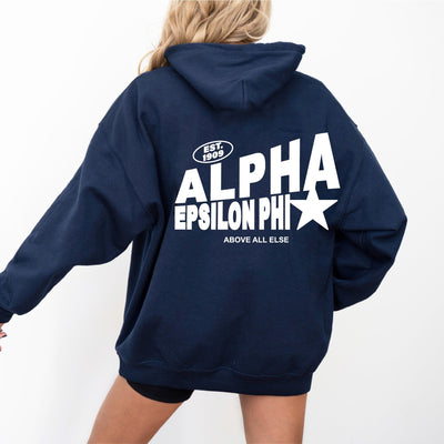 Alpha Epsilon Phi Trendy Star Sorority Hoodie | AEPhi Cute Sweatshirt | Big Little Gift | Recruitment Gift