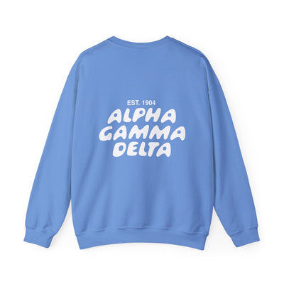 Alpha Gamma Delta Bubble Font Sorority Crewneck Sweatshirt | Alpha Gam Trendy Sweatshirt | Big Little Gift | Recruitment Gift