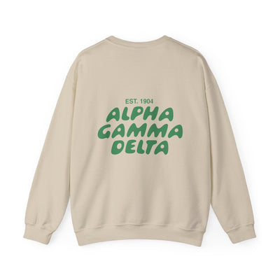 Alpha Gamma Delta Bubble Font Sorority Crewneck Sweatshirt | Alpha Gam Trendy Sweatshirt | Big Little Gift | Recruitment Gift