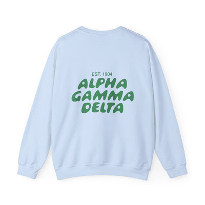 Alpha Gamma Delta Bubble Font Sorority Crewneck Sweatshirt | Alpha Gam Trendy Sweatshirt | Big Little Gift | Recruitment Gift