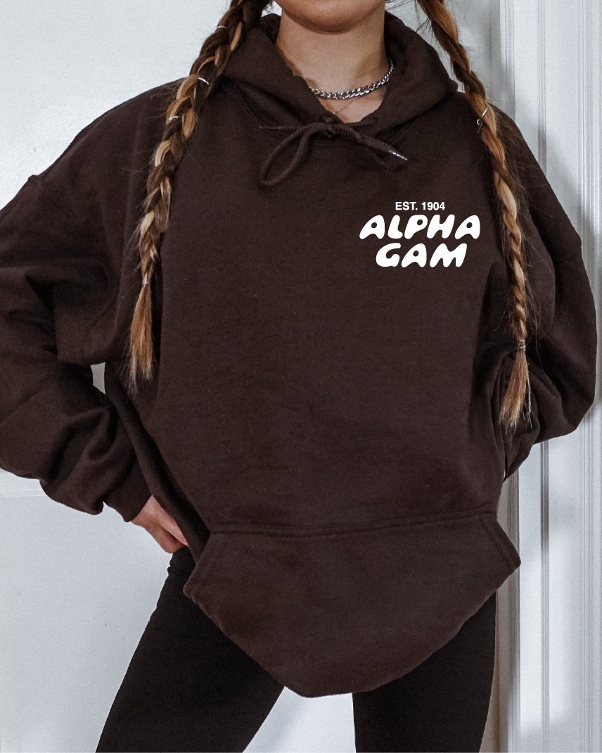 Alpha Gamma Delta Bubble Font Sorority Hoodie | Alpha Gam Trendy Sweatshirt | Big Little Gift | Recruitment Gift