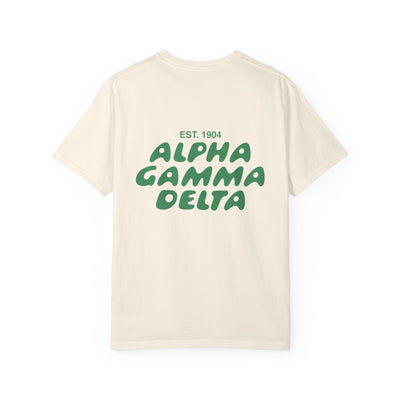 Alpha Gamma Delta Bubble Letter T-Shirt | Alpha Gam Trendy College Greek Custom Oversized Shirt | Big Little Sorority T Shirt Gift