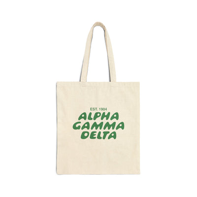 Alpha Gamma Delta Bubble Text Trendy Tote Bag | Alpha Gam College Sorority Beach Bag | Big Little Gift