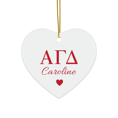 Alpha Gamma Delta Customizable Trendy Red Letter Ornament Gift | Alpha Gam Holiday Christmas Gift | Sorority Ornament | Your Name