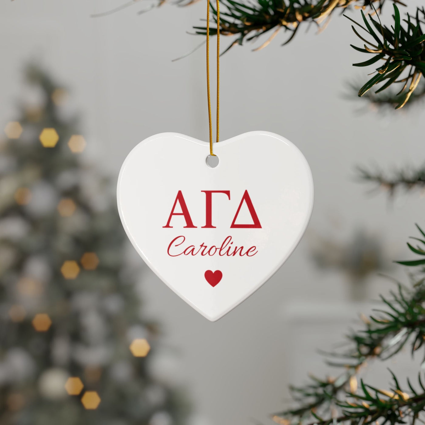 Alpha Gamma Delta Customizable Trendy Red Letter Ornament Gift | Alpha Gam Holiday Christmas Gift | Sorority Ornament | Your Name