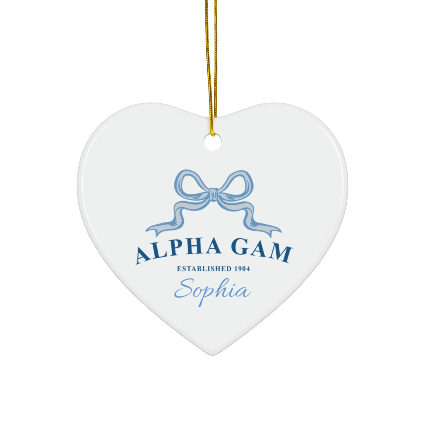 Alpha Gamma Delta Customizable Trendy Ribbon Ornament Gift | Alpha Gam Holiday Christmas Gift | Sorority Ornament | Your Name