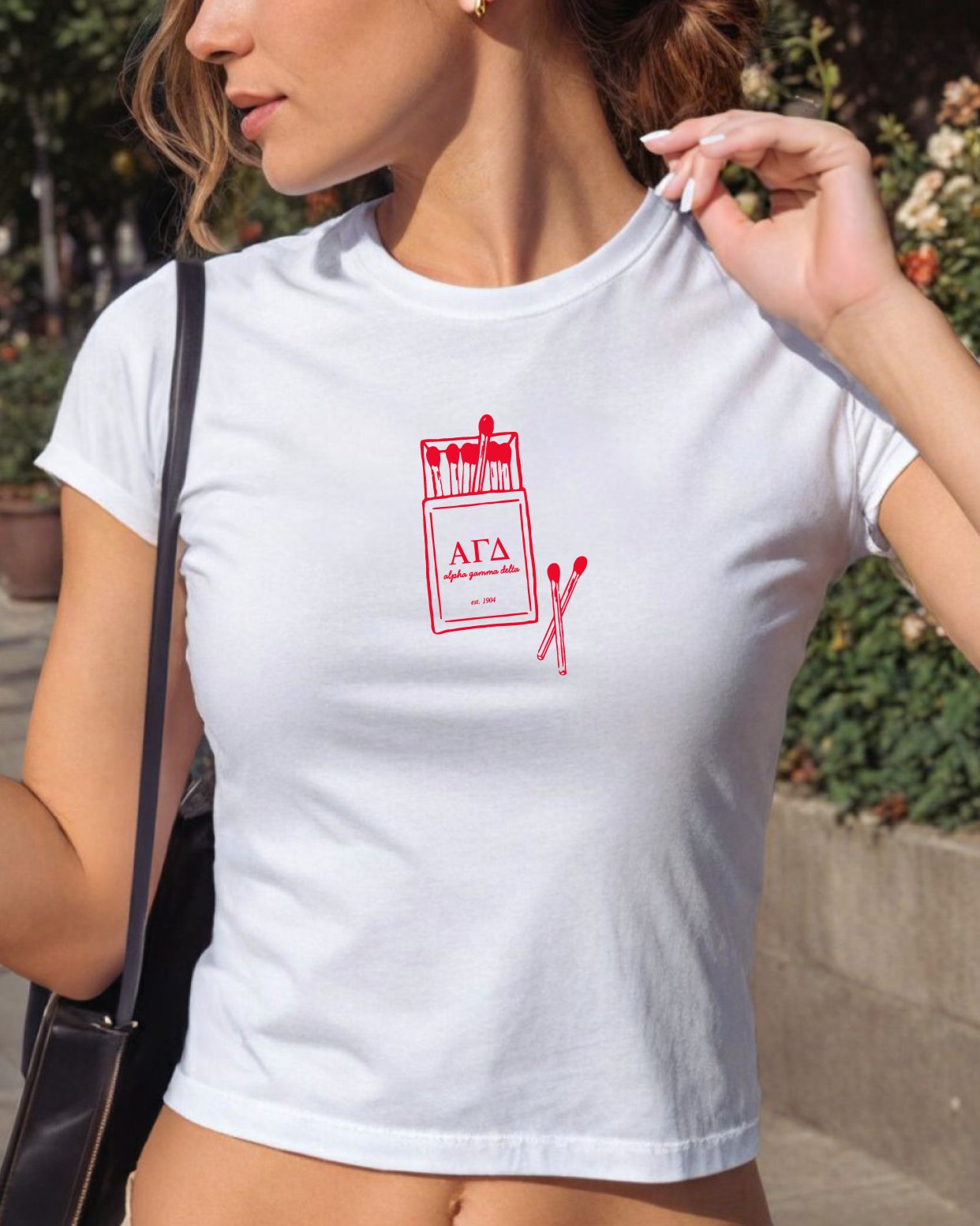 Alpha Gamma Delta Matchbook Sorority Crop Top | Alpha Gam Sorority Baby Tee | Y2K 2000s Sorority T-Shirt Crop Top | Bid Day Recruitment Gift