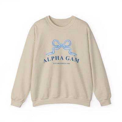 Alpha Gamma Delta Ribbon Sorority Crewneck | Alpha Gam Trendy Sweatshirt Big Little Recruitment Gift