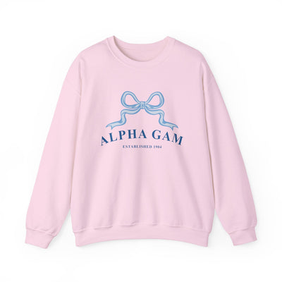 Alpha Gamma Delta Ribbon Sorority Crewneck | Alpha Gam Trendy Sweatshirt Big Little Recruitment Gift