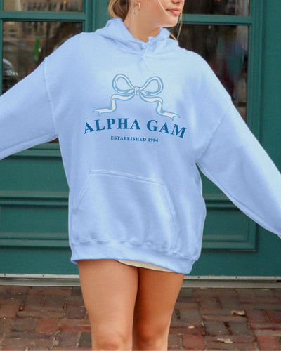 Alpha Gamma Delta Ribbon Sorority Hoodie | Alpha Gam Trendy Sweatshirt Big Little Recruitment Gift