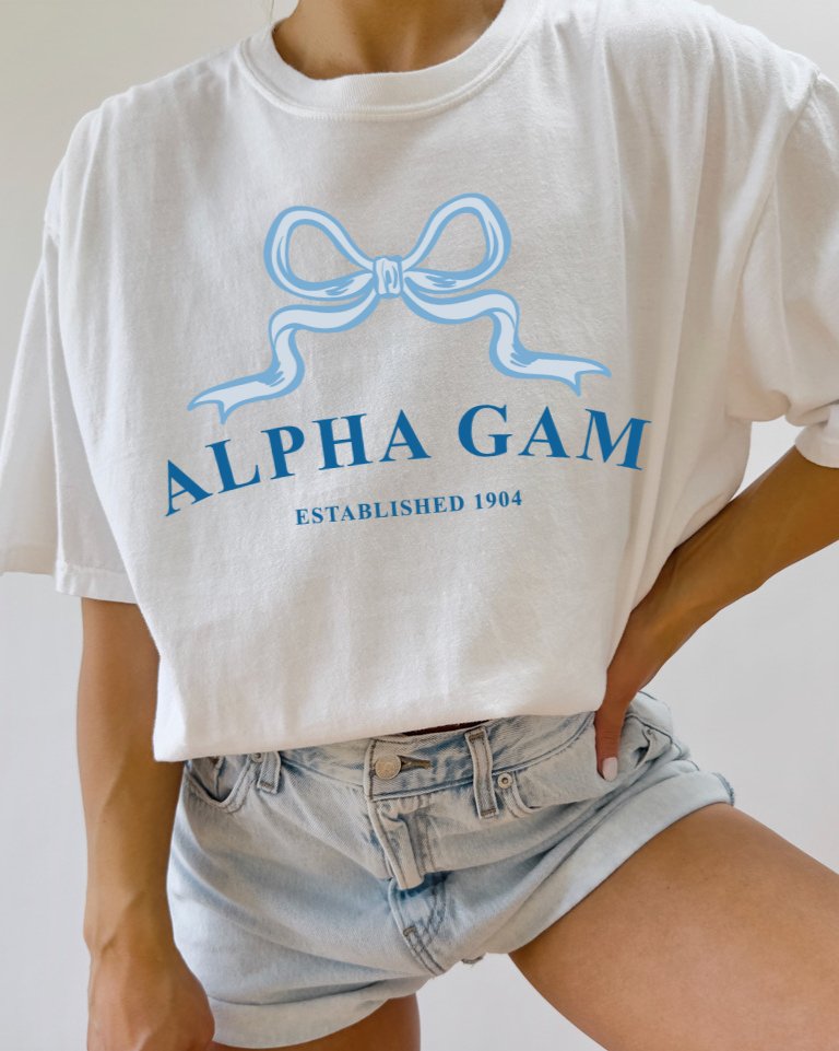 Alpha Gamma Delta Ribbon Sorority T-Shirt | Alpha Gam Trendy Shirt Big Little Recruitment Gift