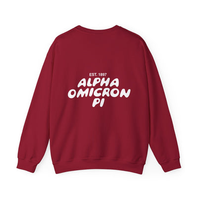 Alpha Omicron Pi Bubble Font Sorority Crewneck Sweatshirt | Alpha O Trendy Sweatshirt | Big Little Gift | Recruitment Gift