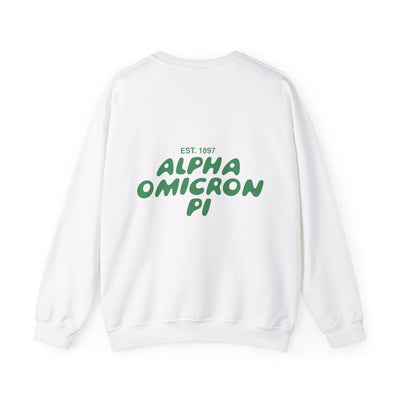 Alpha Omicron Pi Bubble Font Sorority Crewneck Sweatshirt | Alpha O Trendy Sweatshirt | Big Little Gift | Recruitment Gift