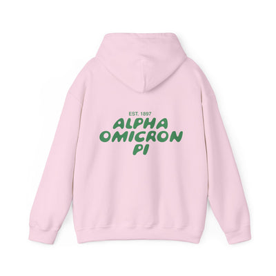 Alpha Omicron Pi Bubble Font Sorority Hoodie | Alpha O Trendy Sweatshirt | Big Little Gift | Recruitment Gift