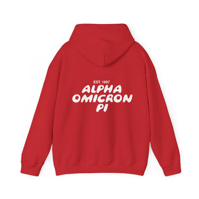 Alpha Omicron Pi Bubble Font Sorority Hoodie | Alpha O Trendy Sweatshirt | Big Little Gift | Recruitment Gift