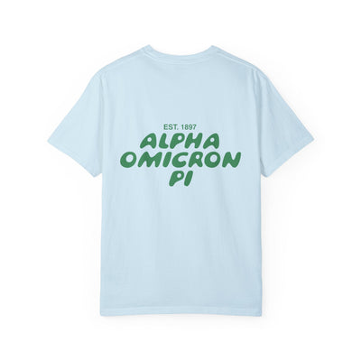 Alpha Omicron Pi Bubble Letter T-Shirt | Alpha O Trendy College Greek Custom Oversized Shirt | Big Little Sorority T Shirt Gift