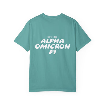 Alpha Omicron Pi Bubble Letter T-Shirt | Alpha O Trendy College Greek Custom Oversized Shirt | Big Little Sorority T Shirt Gift