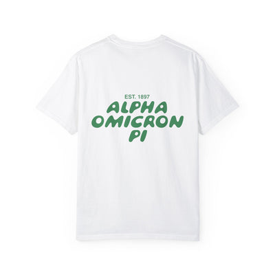 Alpha Omicron Pi Bubble Letter T-Shirt | Alpha O Trendy College Greek Custom Oversized Shirt | Big Little Sorority T Shirt Gift