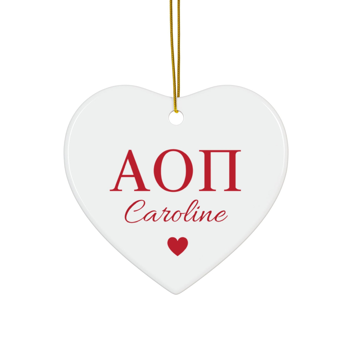 Alpha Omicron Pi Customizable Trendy Red Letter Ornament Gift | Alpha O Holiday Christmas Gift | Sorority Ornament | Your Name