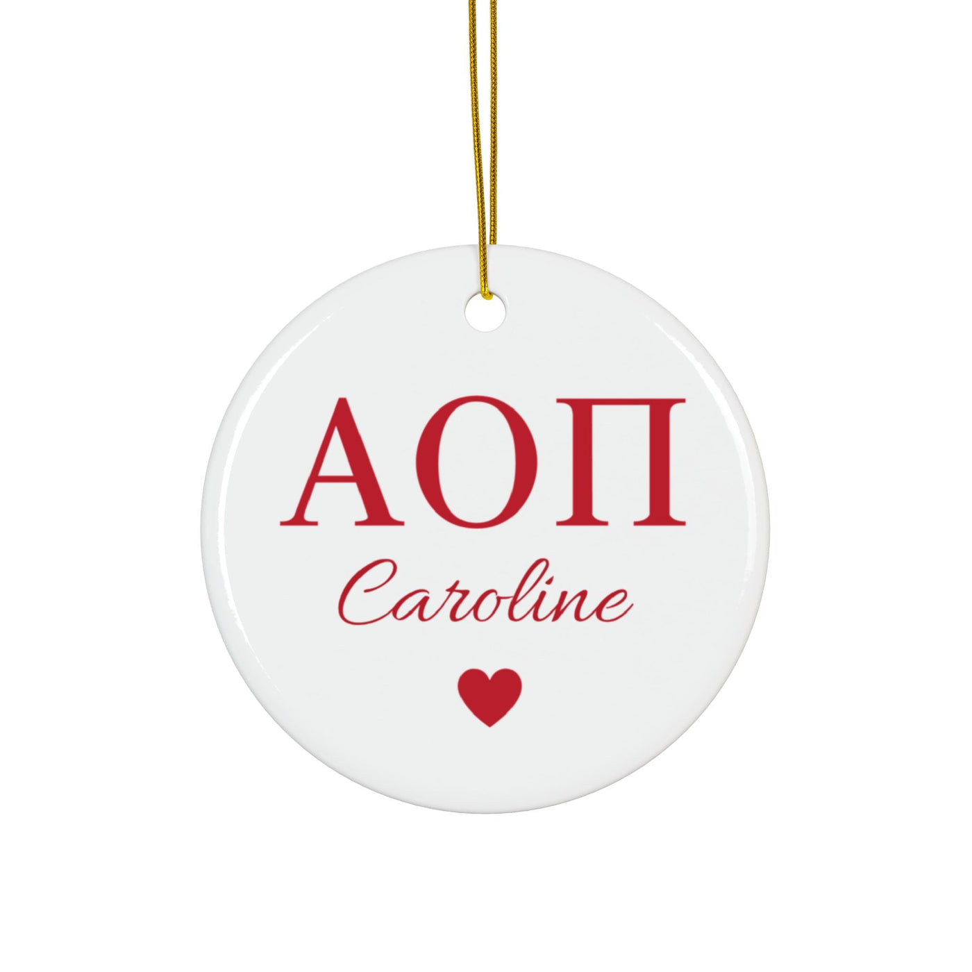 Alpha Omicron Pi Customizable Trendy Red Letter Ornament Gift | Alpha O Holiday Christmas Gift | Sorority Ornament | Your Name