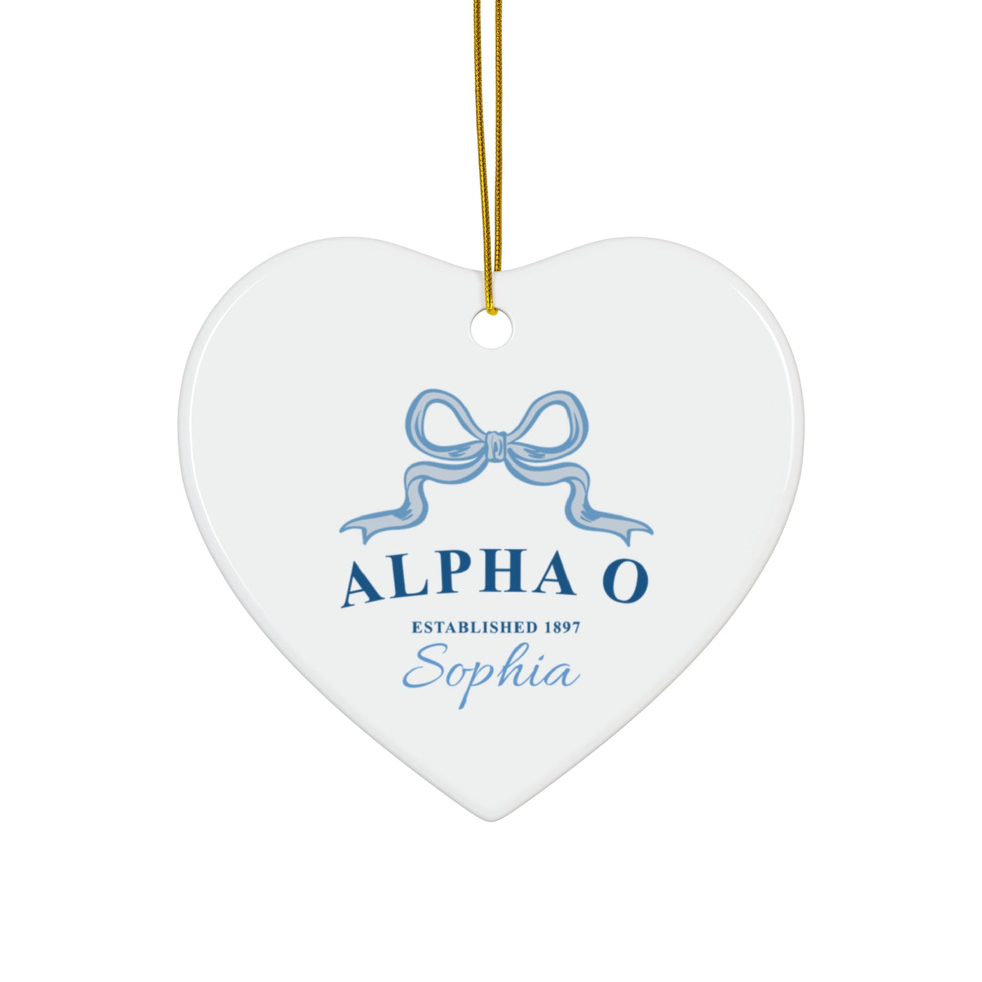 Alpha Omicron Pi Customizable Trendy Ribbon Ornament Gift | Alpha O Holiday Christmas Gift | Sorority Ornament | Your Name