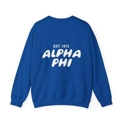 Alpha Phi Bubble Font Sorority Crewneck Sweatshirt | APhi Trendy Sweatshirt | Big Little Gift | Recruitment Gift