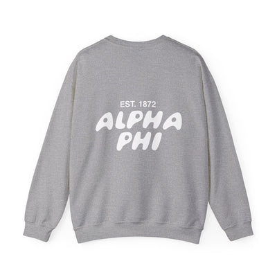 Alpha Phi Bubble Font Sorority Crewneck Sweatshirt | APhi Trendy Sweatshirt | Big Little Gift | Recruitment Gift