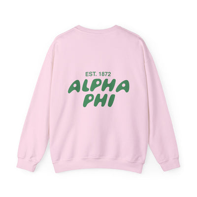 Alpha Phi Bubble Font Sorority Crewneck Sweatshirt | APhi Trendy Sweatshirt | Big Little Gift | Recruitment Gift