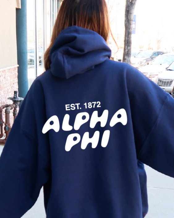 Alpha Phi Bubble Font Sorority Hoodie | APhi Trendy Sweatshirt | Big Little Gift | Recruitment Gift