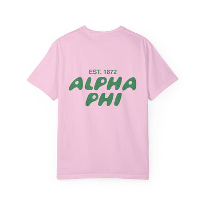 Alpha Phi Bubble Letter T-Shirt | APhi Trendy College Greek Custom Oversized Shirt | Big Little Sorority T Shirt Gift