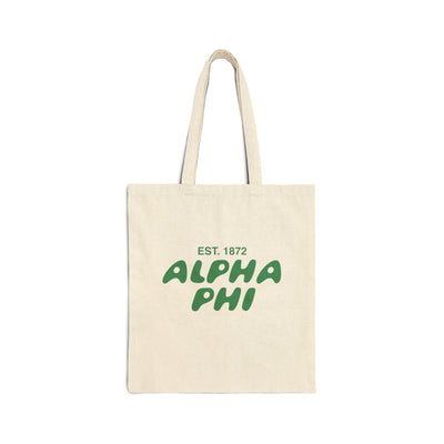 Alpha Phi Bubble Text Trendy Tote Bag | APhi College Sorority Beach Bag | Big Little Gift