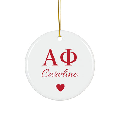 Alpha Phi Customizable Trendy Red Letter Ornament Gift | APhi Holiday Christmas Gift | Sorority Ornament | Your Name