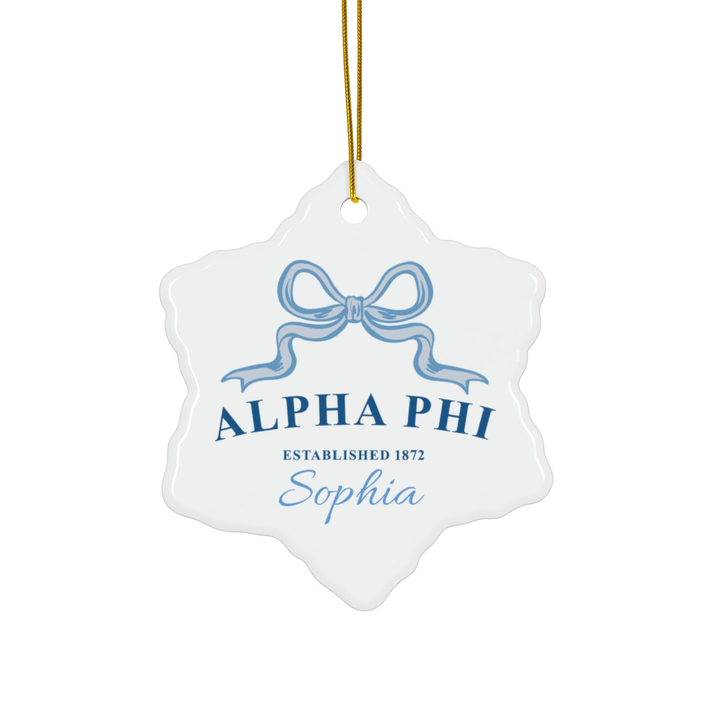 Alpha Phi Customizable Trendy Ribbon Ornament Gift | APhi Holiday Christmas Gift | Sorority Ornament | Your Name