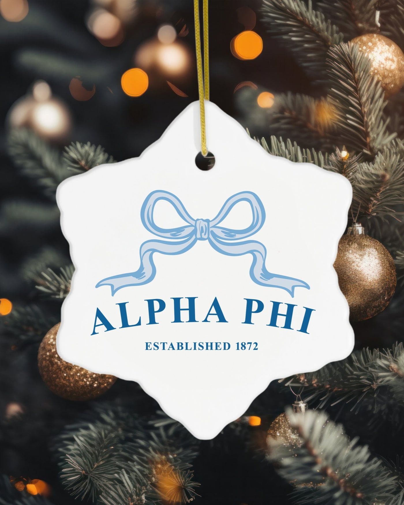 Alpha Phi Customizable Trendy Ribbon Ornament Gift | APhi Holiday Christmas Gift | Sorority Ornament | Your Name