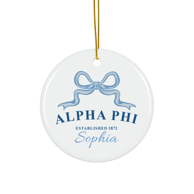 Alpha Phi Customizable Trendy Ribbon Ornament Gift | APhi Holiday Christmas Gift | Sorority Ornament | Your Name