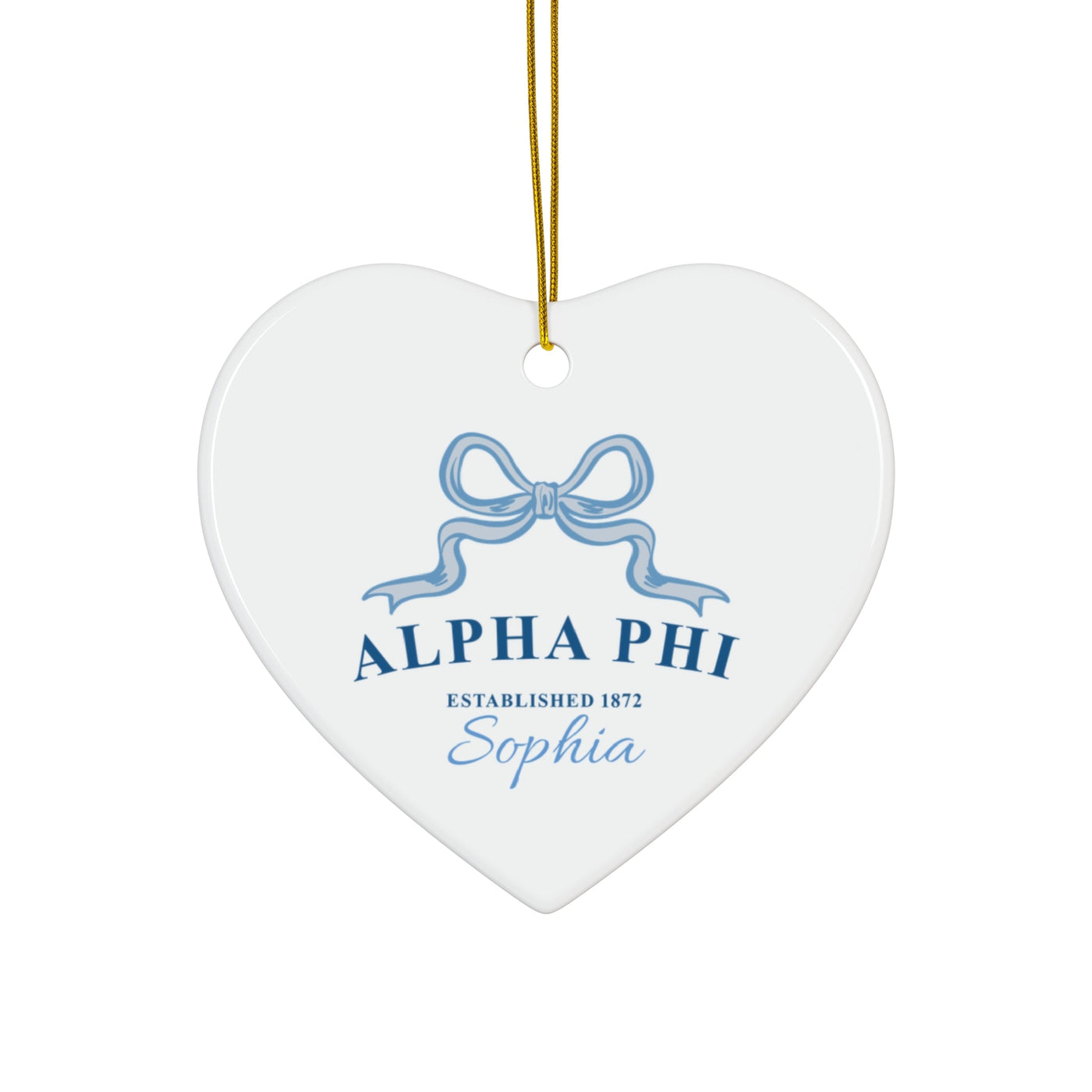 Alpha Phi Customizable Trendy Ribbon Ornament Gift | APhi Holiday Christmas Gift | Sorority Ornament | Your Name