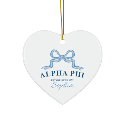 Alpha Phi Customizable Trendy Ribbon Ornament Gift | APhi Holiday Christmas Gift | Sorority Ornament | Your Name