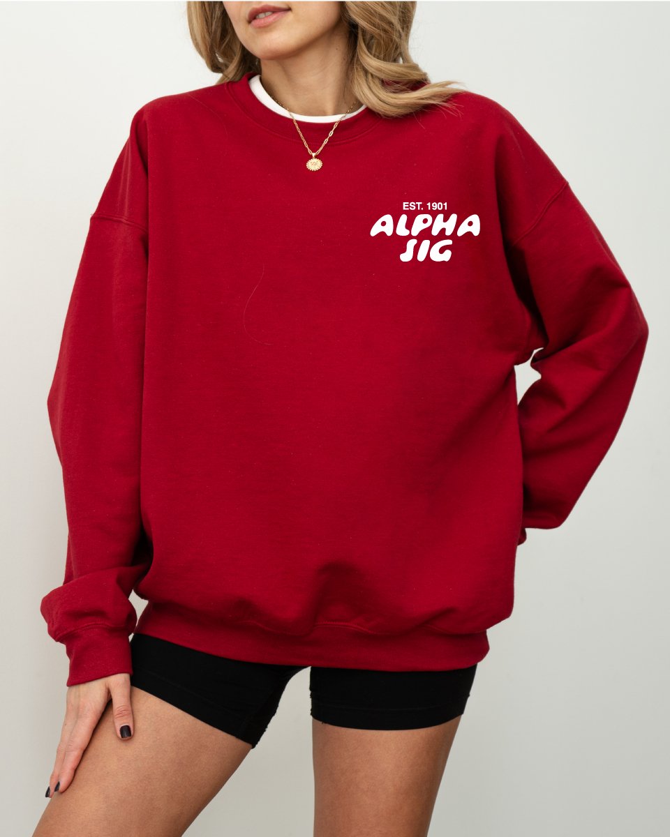 Alpha Sigma Alpha Bubble Font Sorority Crewneck Sweatshirt | Alpha Sig Trendy Sweatshirt | Big Little Gift | Recruitment Gift