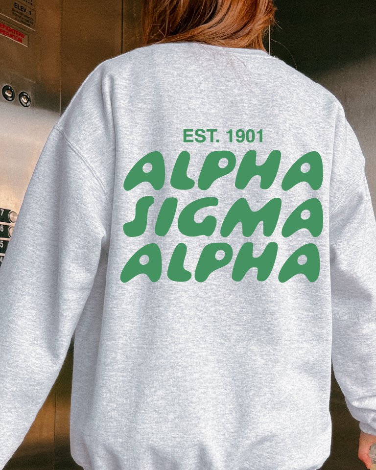 Alpha Sigma Alpha Bubble Font Sorority Crewneck Sweatshirt | Alpha Sig Trendy Sweatshirt | Big Little Gift | Recruitment Gift