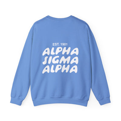 Alpha Sigma Alpha Bubble Font Sorority Crewneck Sweatshirt | Alpha Sig Trendy Sweatshirt | Big Little Gift | Recruitment Gift