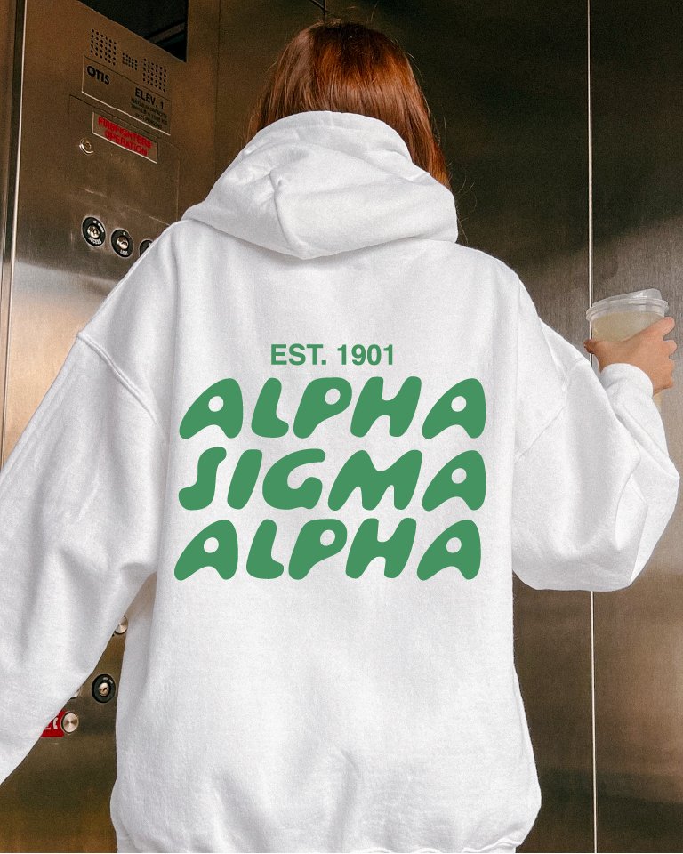 Alpha Sigma Alpha Bubble Font Sorority Hoodie | Alpha Sig Trendy Sweatshirt | Big Little Gift | Recruitment Gift