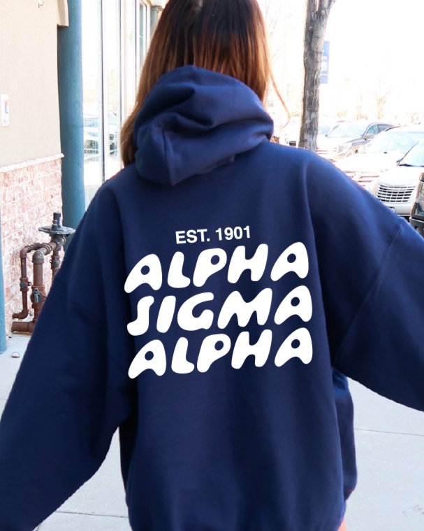 Alpha Sigma Alpha Bubble Font Sorority Hoodie | Alpha Sig Trendy Sweatshirt | Big Little Gift | Recruitment Gift