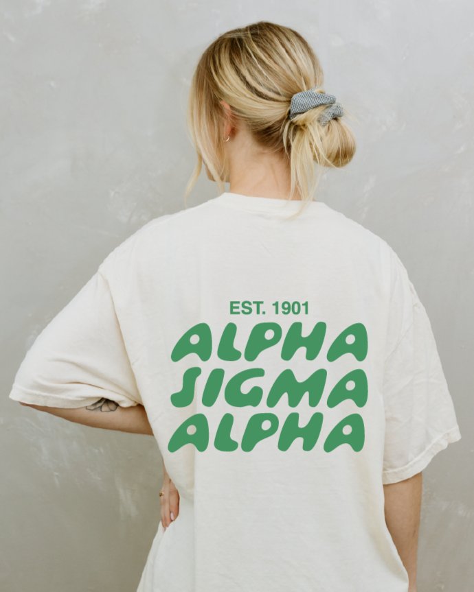 Alpha Sigma Alpha Bubble Letter T-Shirt | Alpha Sig Trendy College Greek Custom Oversized Shirt | Big Little Sorority T Shirt Gift