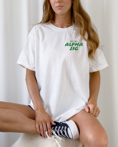 Alpha Sigma Alpha Bubble Letter T-Shirt | Alpha Sig Trendy College Greek Custom Oversized Shirt | Big Little Sorority T Shirt Gift