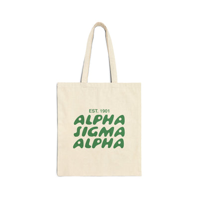 Alpha Sigma Alpha Bubble Text Trendy Tote Bag | Alpha Sig College Sorority Beach Bag | Big Little Gift