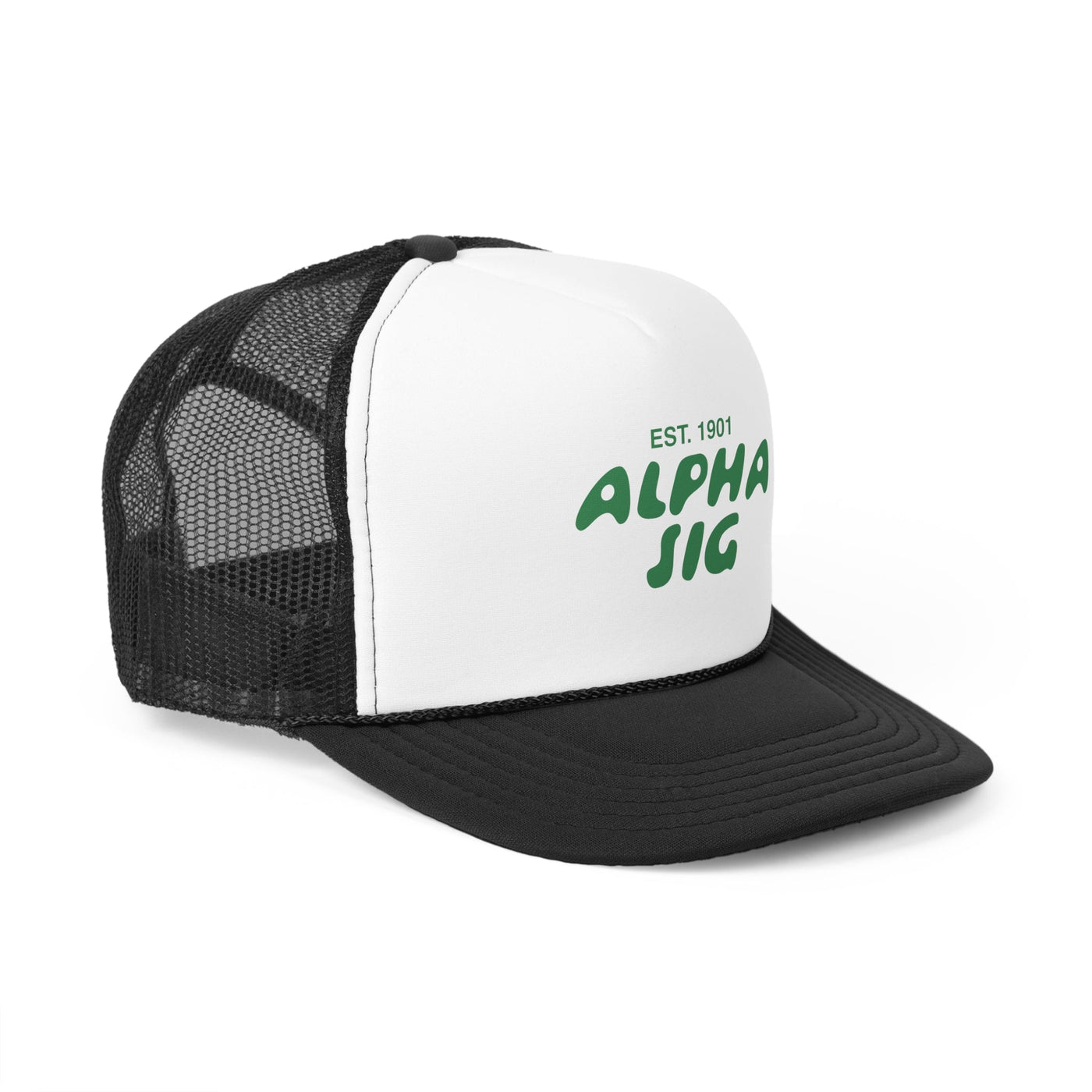 Alpha Sigma Alpha Bubble Text Trendy Trucker Hat | Alpha Sig Bid Day Recruitment Gift | Big Little Gift