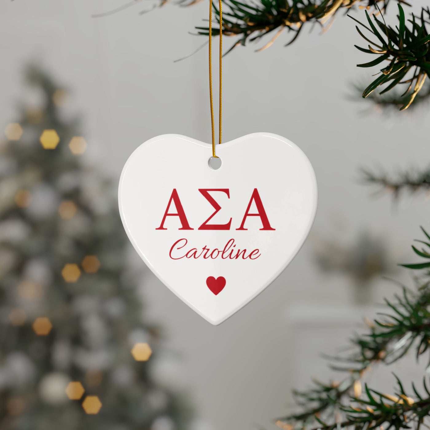 Alpha Sigma Alpha Customizable Trendy Red Letter Ornament Gift | Alpha Sig Holiday Christmas Gift | Sorority Ornament | Your Name